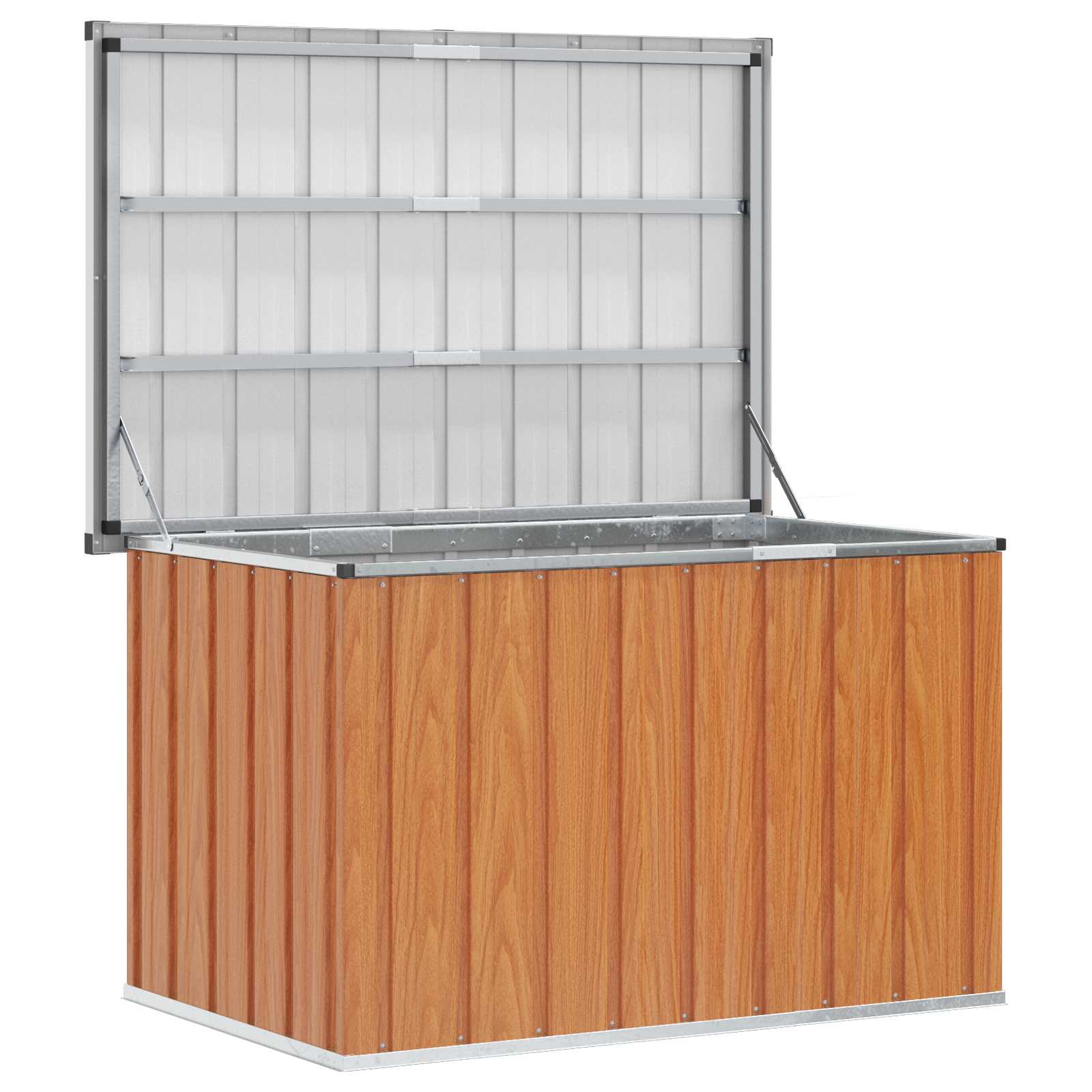 vidaXL Outdoor Storage Box Wood 109 x 67 x 65 cm Galvanised Steel - Brown