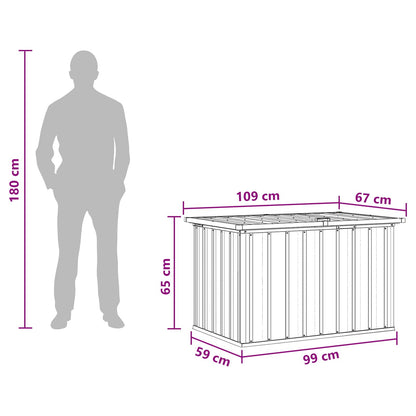vidaXL Outdoor Storage Box Wood 109 x 67 x 65 cm Galvanised Steel - Brown
