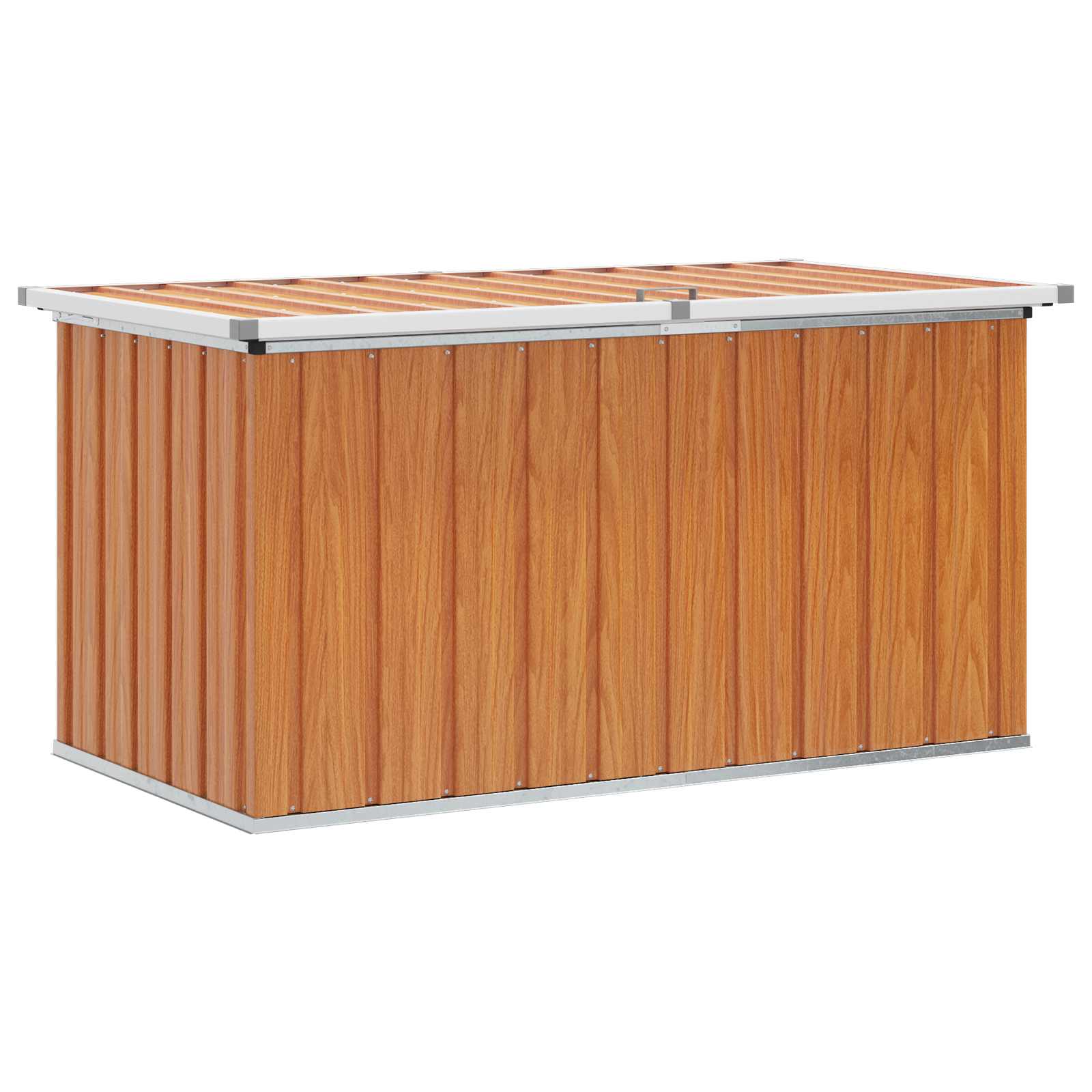 vidaXL Outdoor Storage Box Wood 129 x 67 x 65 cm Galvanised Steel - Brown
