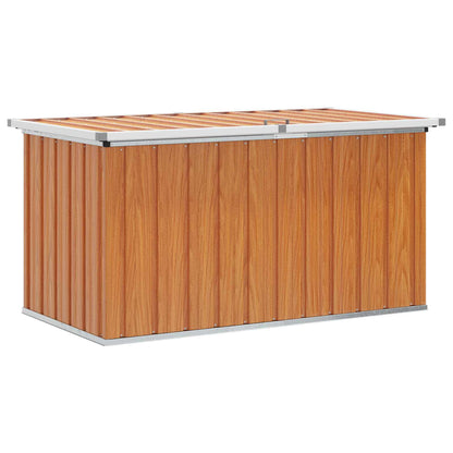 vidaXL Outdoor Storage Box Wood 129 x 67 x 65 cm Galvanised Steel - Brown