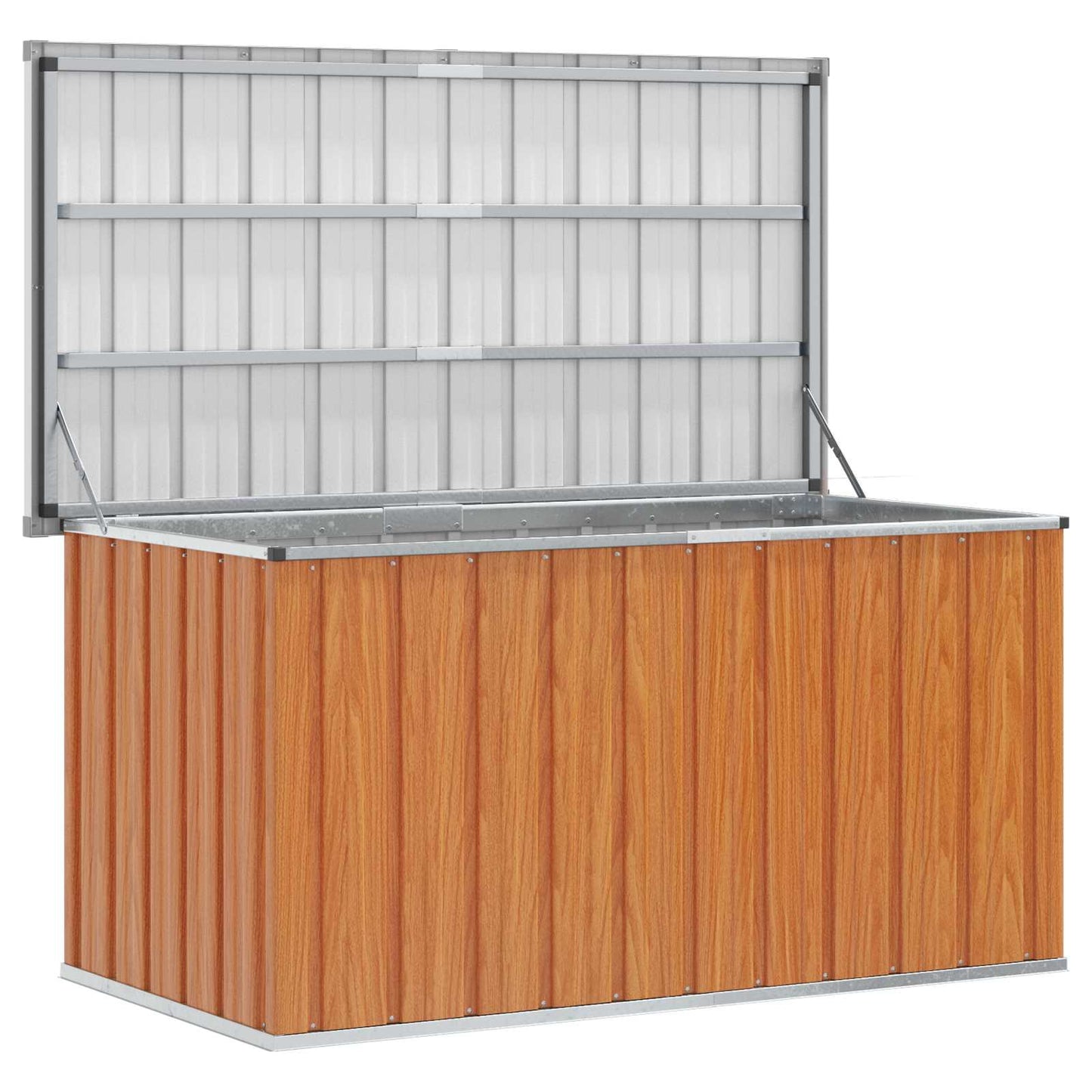 vidaXL Outdoor Storage Box Wood 129 x 67 x 65 cm Galvanised Steel - Brown