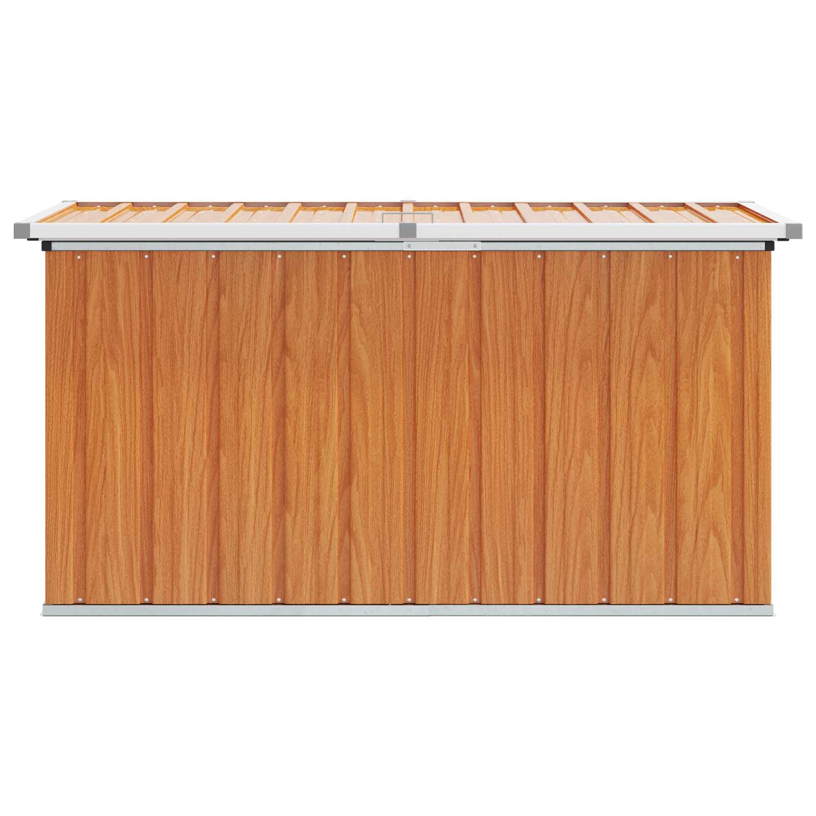 vidaXL Outdoor Storage Box Wood 129 x 67 x 65 cm Galvanised Steel - Brown