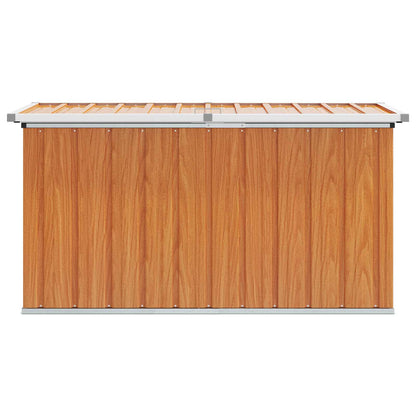 vidaXL Outdoor Storage Box Wood 129 x 67 x 65 cm Galvanised Steel - Brown