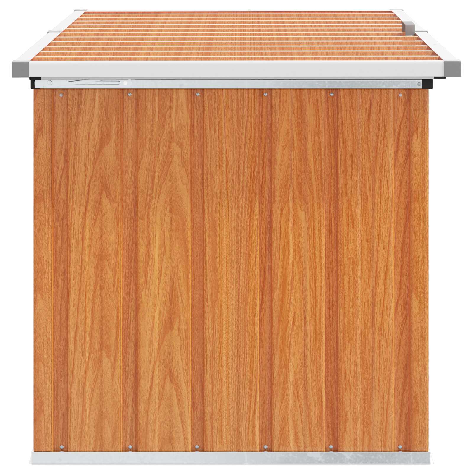 vidaXL Outdoor Storage Box Wood 129 x 67 x 65 cm Galvanised Steel - Brown