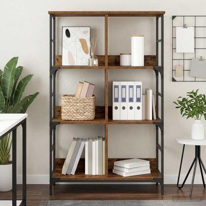 vidaXL Bookshelf 4-Tier 78.5 x 33 x 117.5 cm metal PB Old wood - Brown
