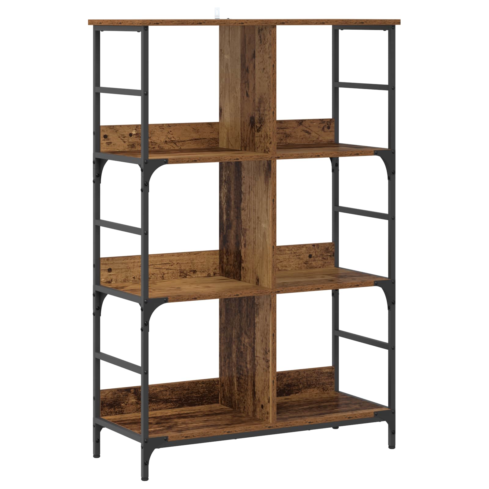 vidaXL Bookshelf 4-Tier 78.5 x 33 x 117.5 cm metal PB Old wood - Brown