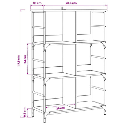 vidaXL Bookshelf 4-Tier 78.5 x 33 x 117.5 cm metal PB Old wood - Brown