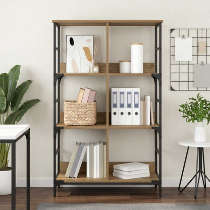 vidaXL Bookshelf 4-Tier 78.5 x 33 x 117.5 cm metal PB Artisan oak - Brown