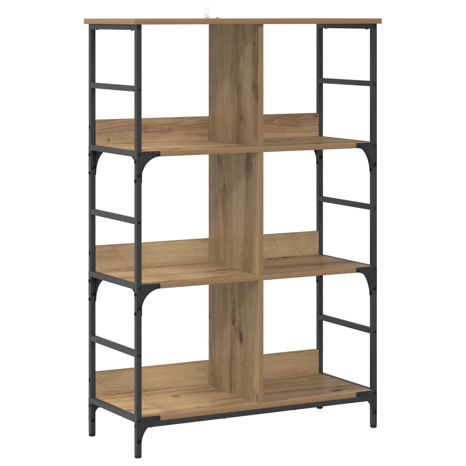 vidaXL Bookshelf 4-Tier 78.5 x 33 x 117.5 cm metal PB Artisan oak - Brown
