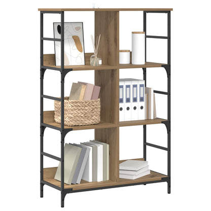 vidaXL Bookshelf 4-Tier 78.5 x 33 x 117.5 cm metal PB Artisan oak - Brown