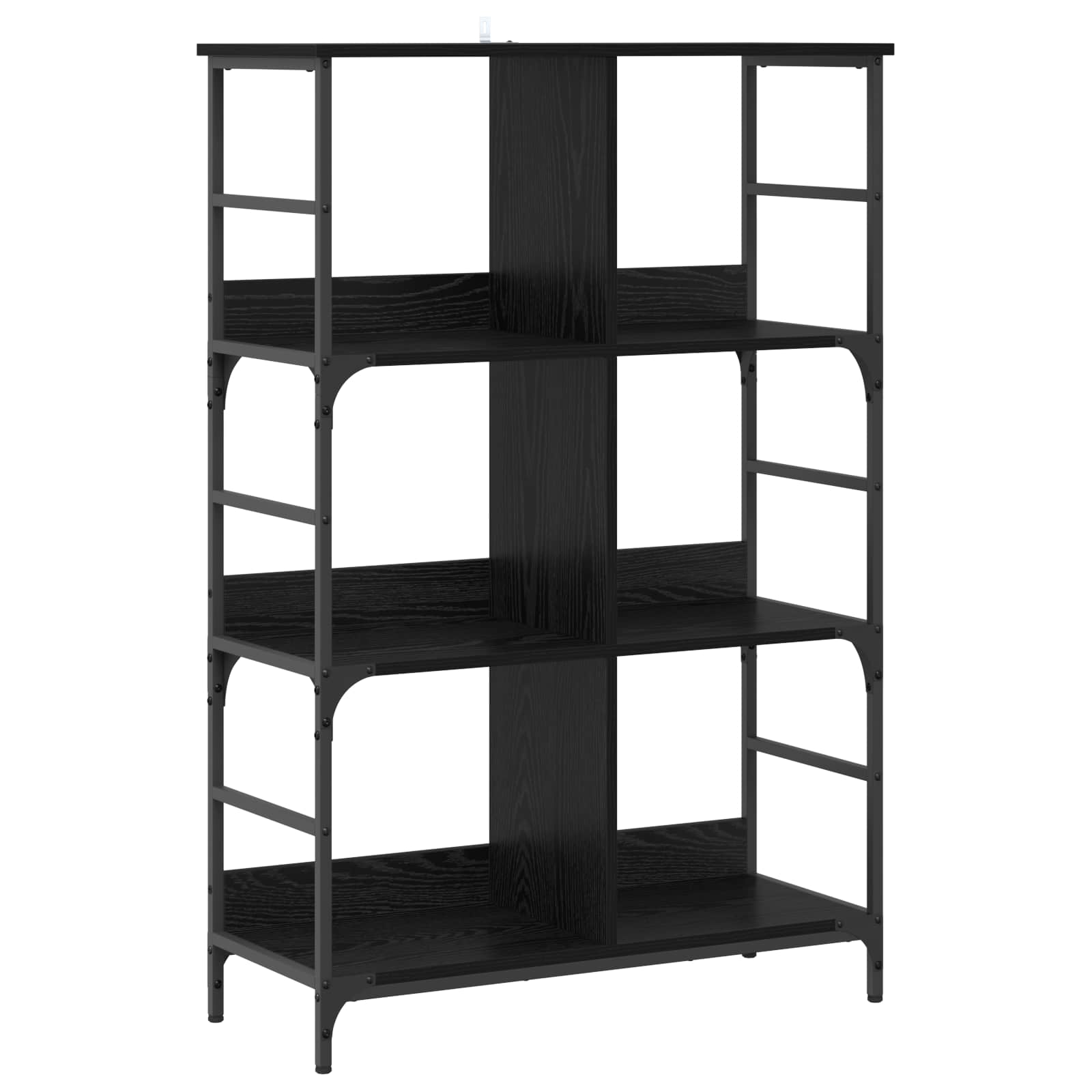 vidaXL Bookshelf 4-Tier 78.5 x 33 x 117.5 cm metal PB Black oak