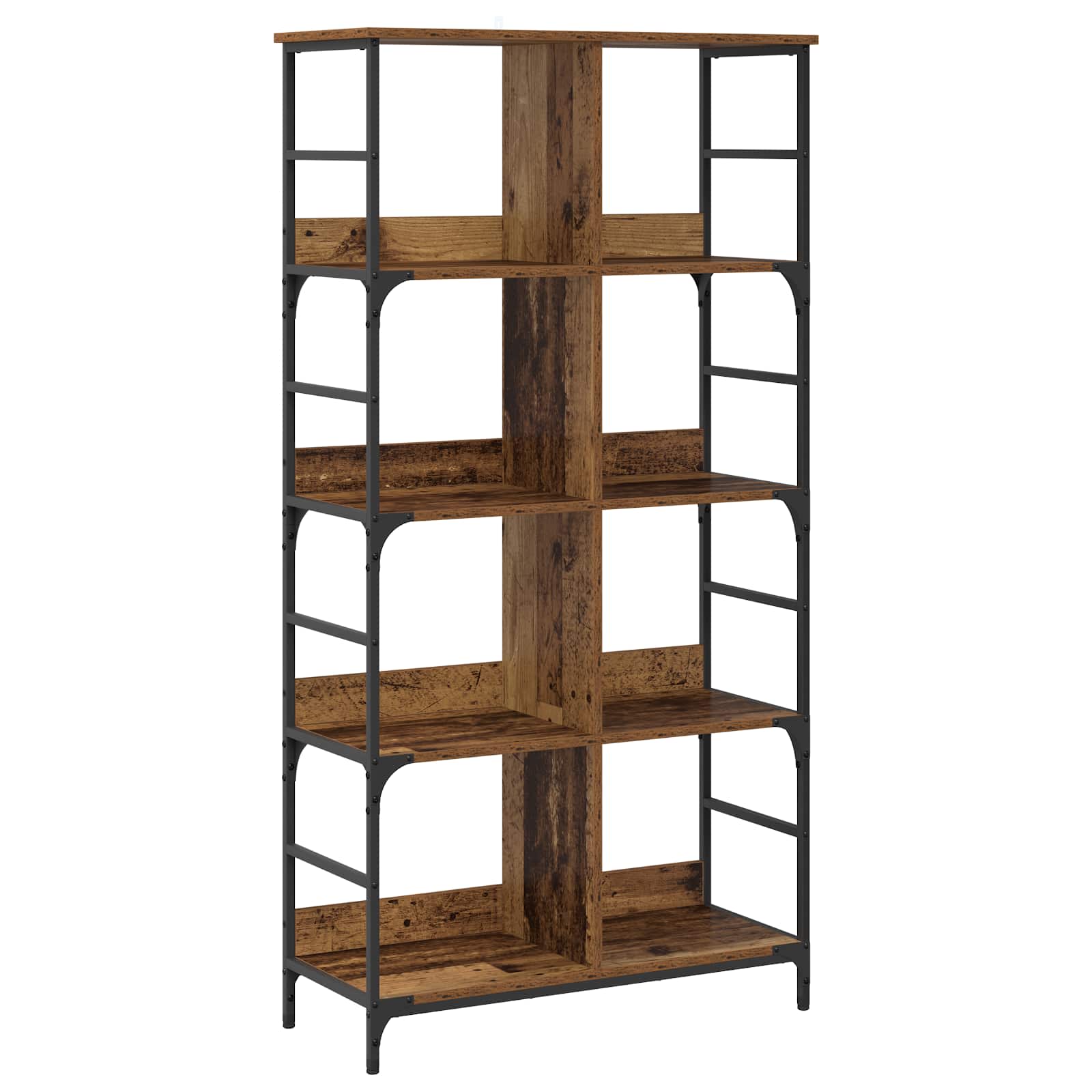 vidaXL Bookshelf 4-Tier 78.5 x 33 x 153 cm metal PB Old wood - Brown