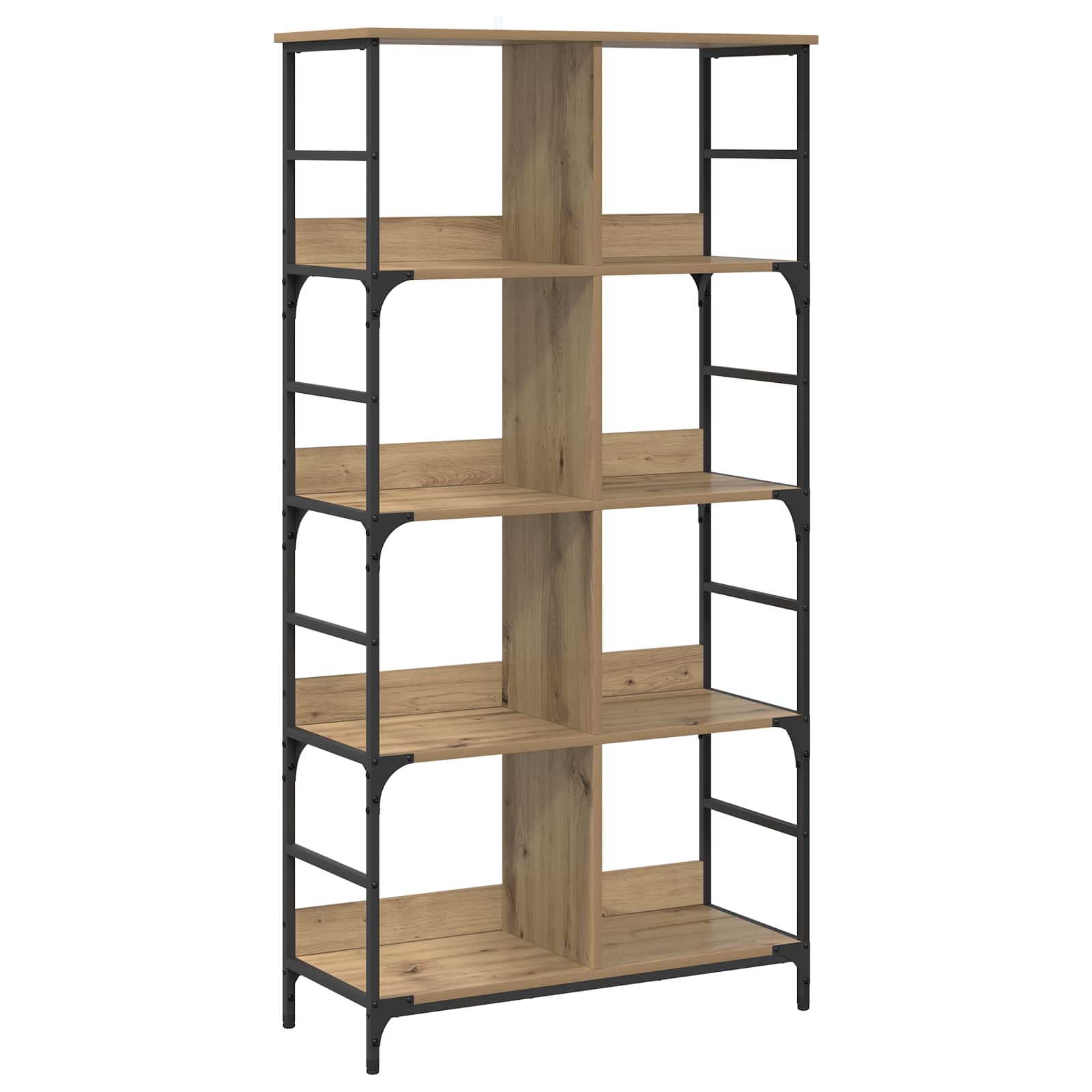 vidaXL Bookshelf 4-Tier 78.5 x 33 x 153 cm metal PB Artisan oak - Brown