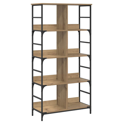 vidaXL Bookshelf 4-Tier 78.5 x 33 x 153 cm metal PB Artisan oak - Brown