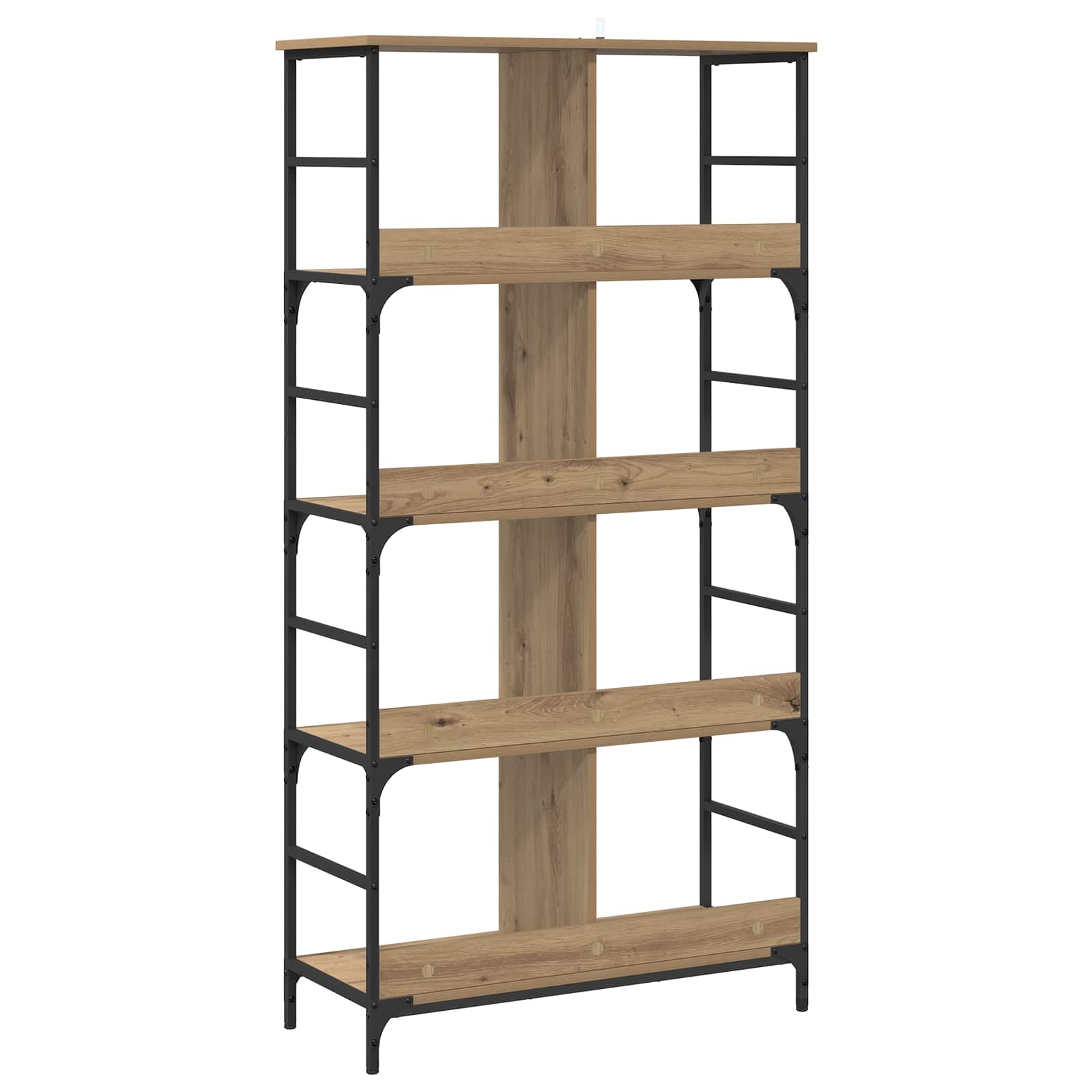 vidaXL Bookshelf 4-Tier 78.5 x 33 x 153 cm metal PB Artisan oak - Brown