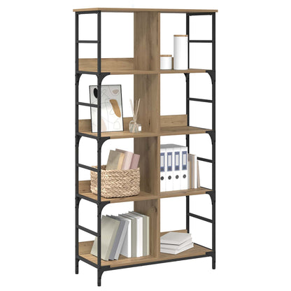 vidaXL Bookshelf 4-Tier 78.5 x 33 x 153 cm metal PB Artisan oak - Brown