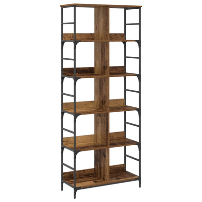 vidaXL Bookshelf 4-Tier 78.5 x 33 x 188.5 cm metal PB Old wood - Brown