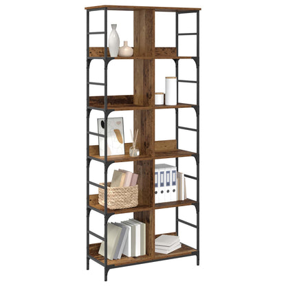 vidaXL Bookshelf 4-Tier 78.5 x 33 x 188.5 cm metal PB Old wood - Brown