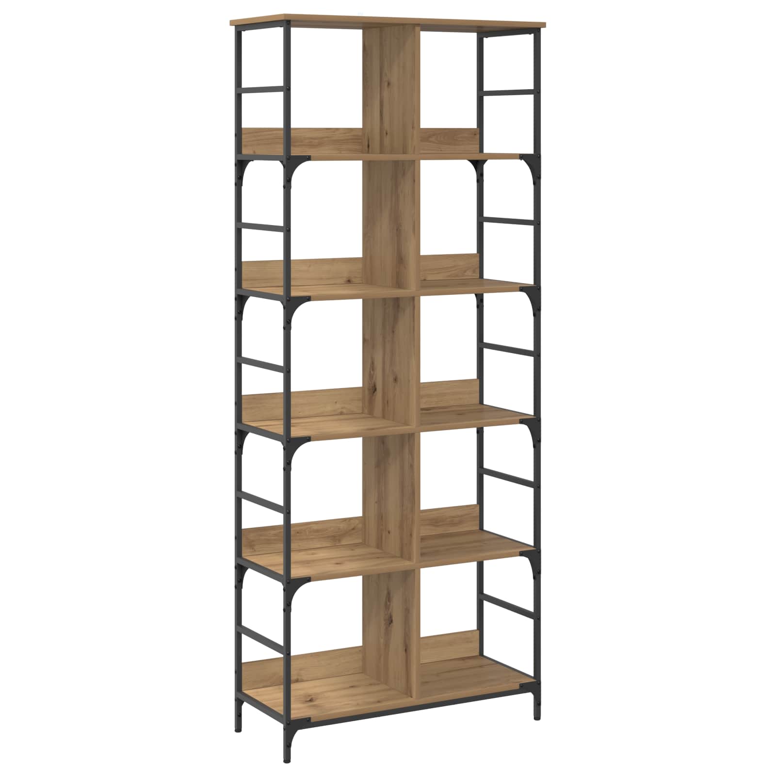 vidaXL Bookshelf 4-Tier 78.5 x 33 x 188.5 cm metal PB Artisan oak - Brown