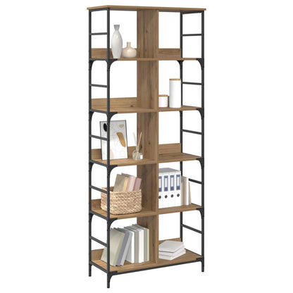 vidaXL Bookshelf 4-Tier 78.5 x 33 x 188.5 cm metal PB Artisan oak - Brown