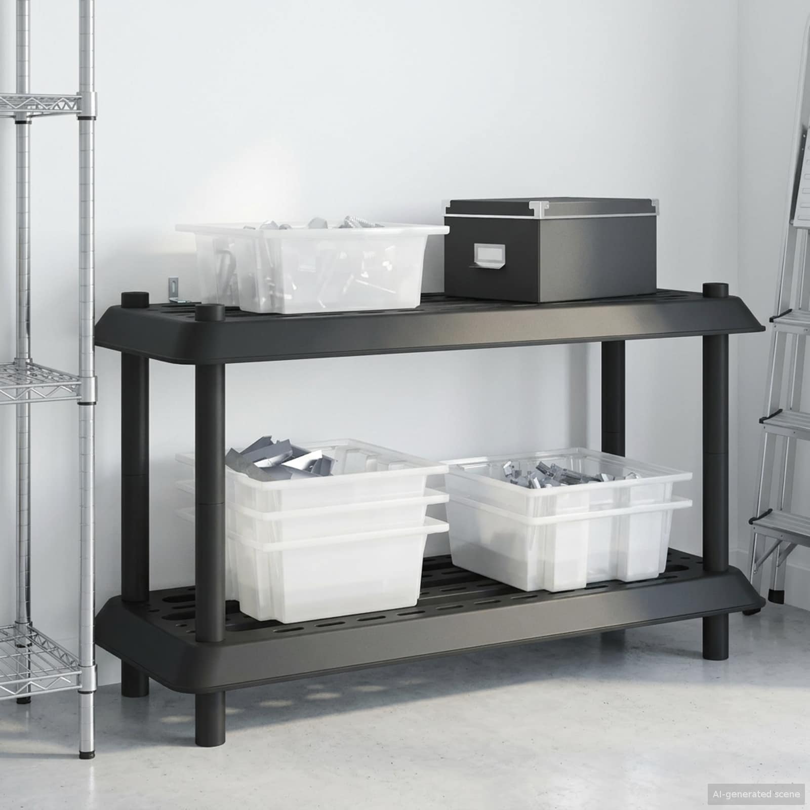 vidaXL Shelving Unit 2-Tier 100 x 40 x 55.5 cm PP Anthracite