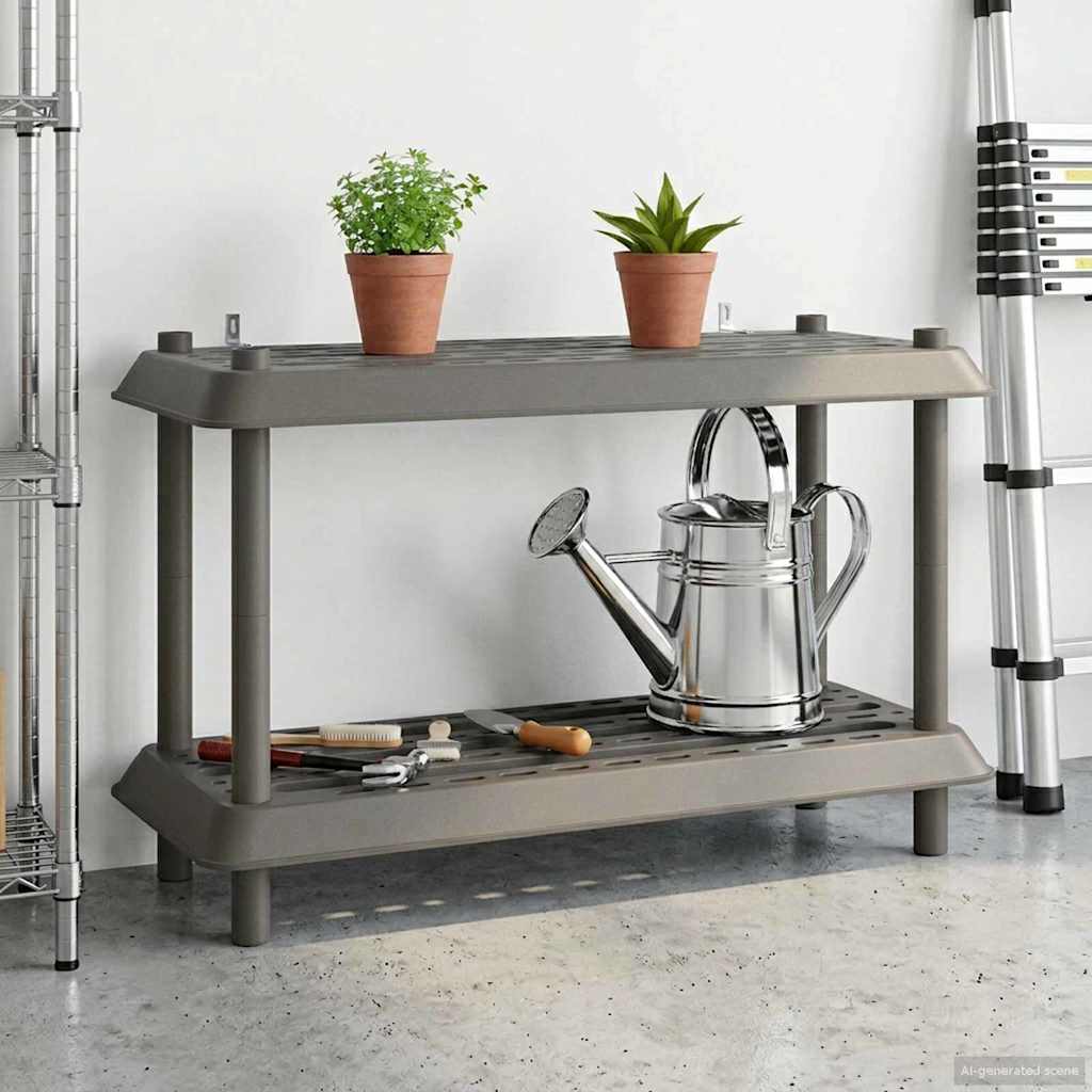 vidaXL Shelving Unit 2-Tier 100 x 40 x 55.5 cm PP Light Grey