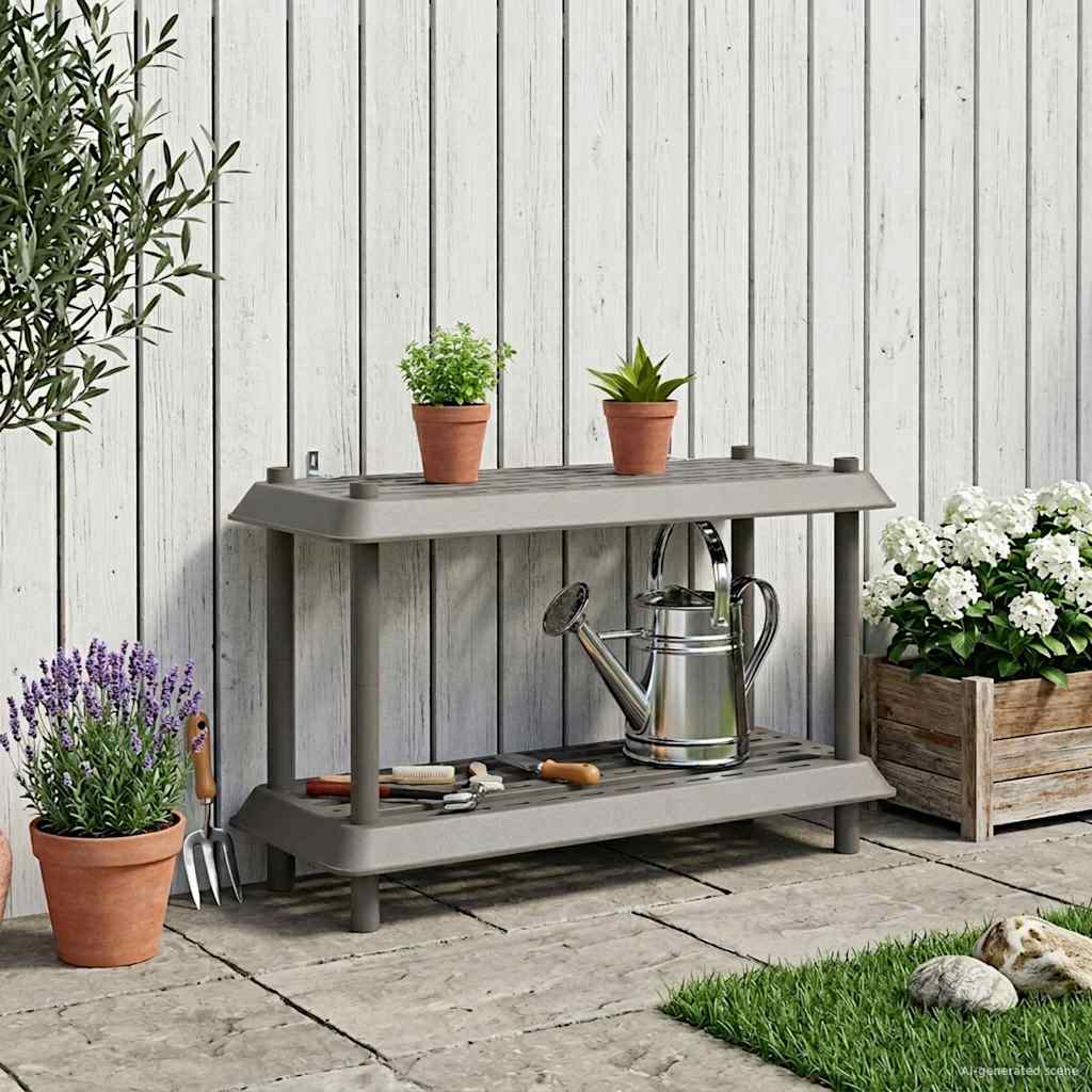 vidaXL Shelving Unit 2-Tier 100 x 40 x 55.5 cm PP Light Grey
