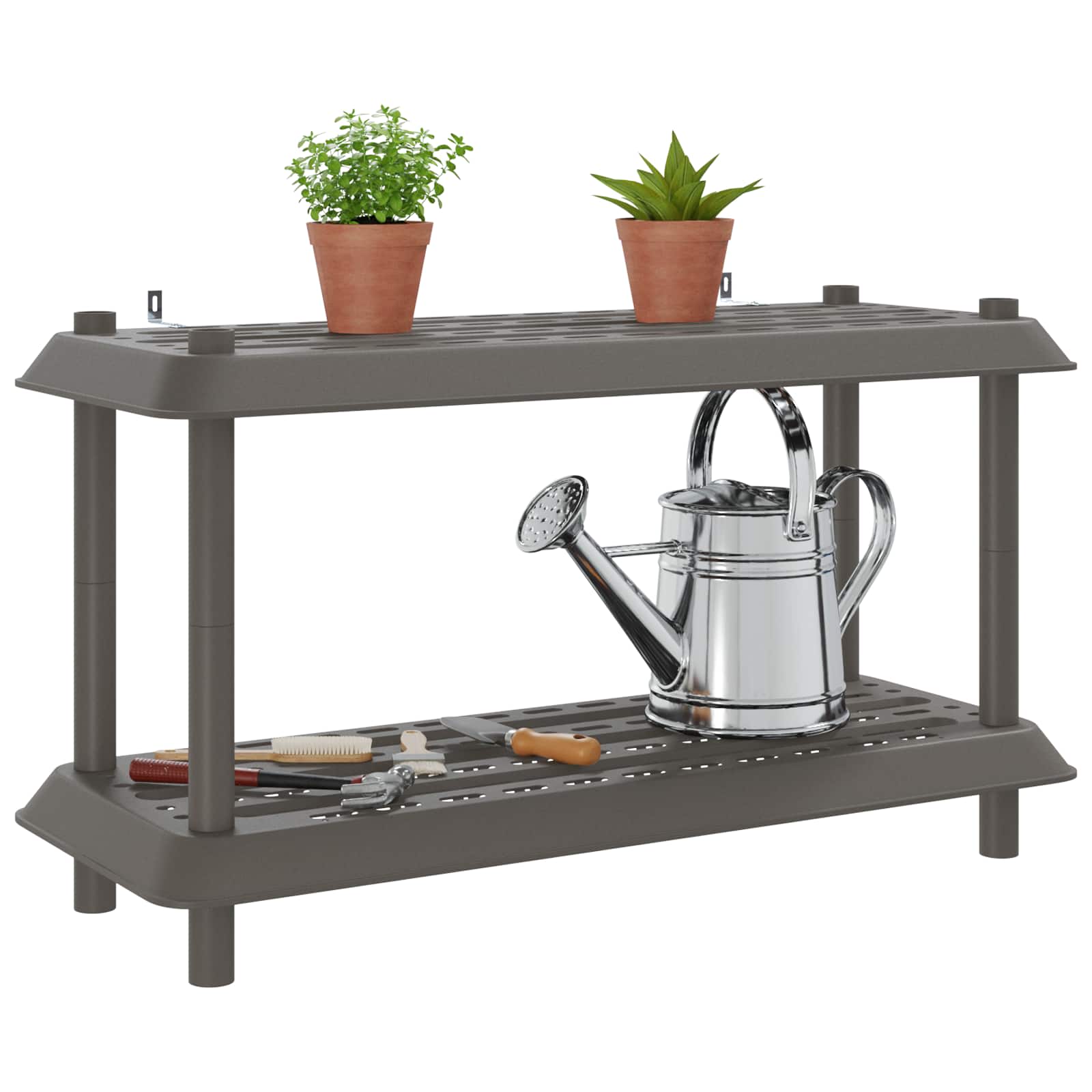 vidaXL Shelving Unit 2-Tier 100 x 40 x 55.5 cm PP Light Grey