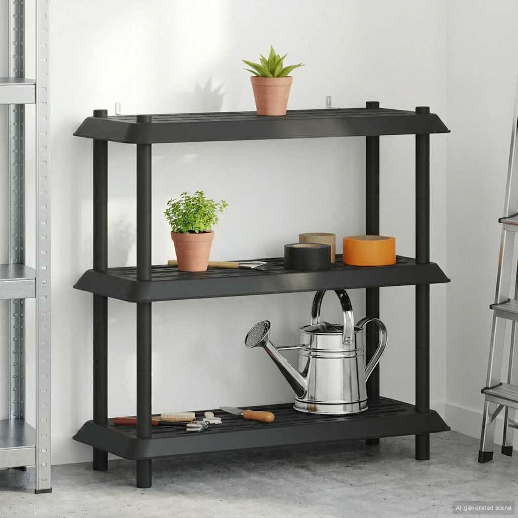 vidaXL Shelving Unit 3-Tier 100 x 40 x 96 cm PP Anthracite