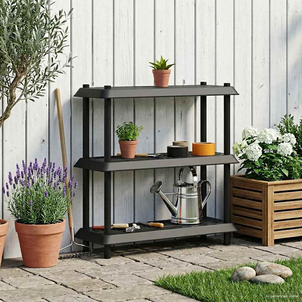 vidaXL Shelving Unit 3-Tier 100 x 40 x 96 cm PP Anthracite