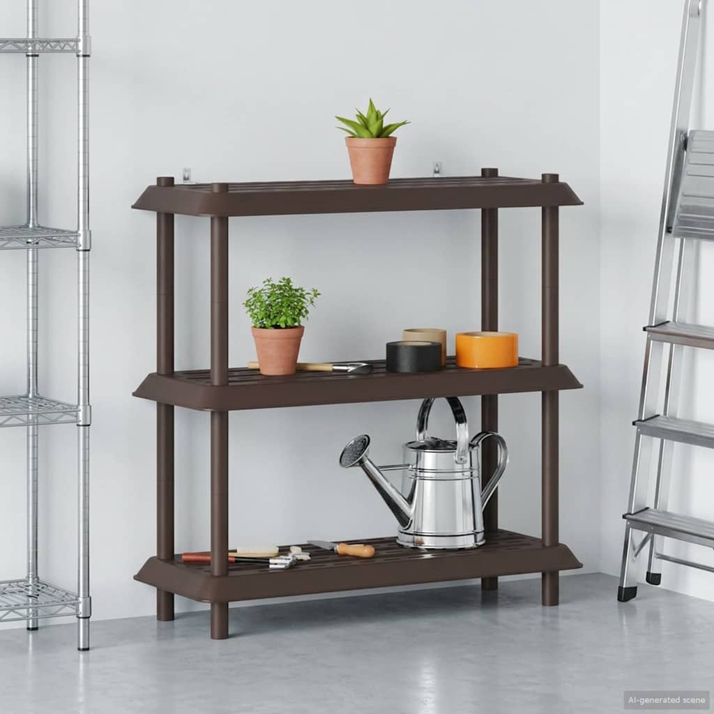 vidaXL Shelving Unit 3-Tier 100 x 40 x 96 cm PP Brown