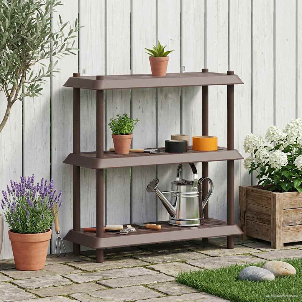 vidaXL Shelving Unit 3-Tier 100 x 40 x 96 cm PP Brown