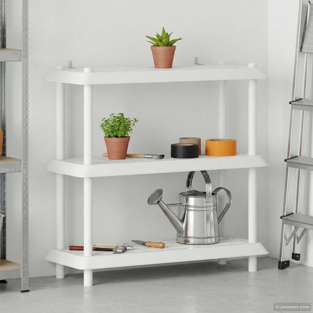 vidaXL Shelving Unit 3-Tier 100 x 40 x 96 cm PP White