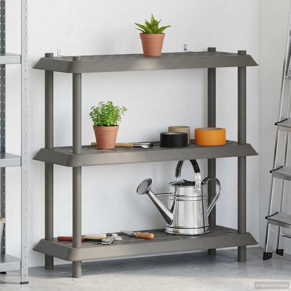 vidaXL Shelving Unit 3-Tier 100 x 40 x 96 cm PP Light Grey