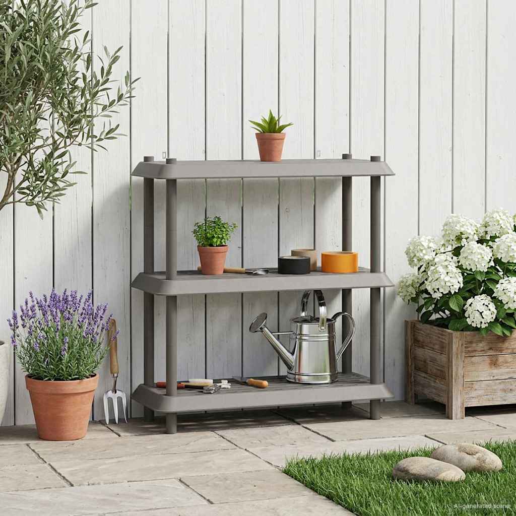 vidaXL Shelving Unit 3-Tier 100 x 40 x 96 cm PP Light Grey