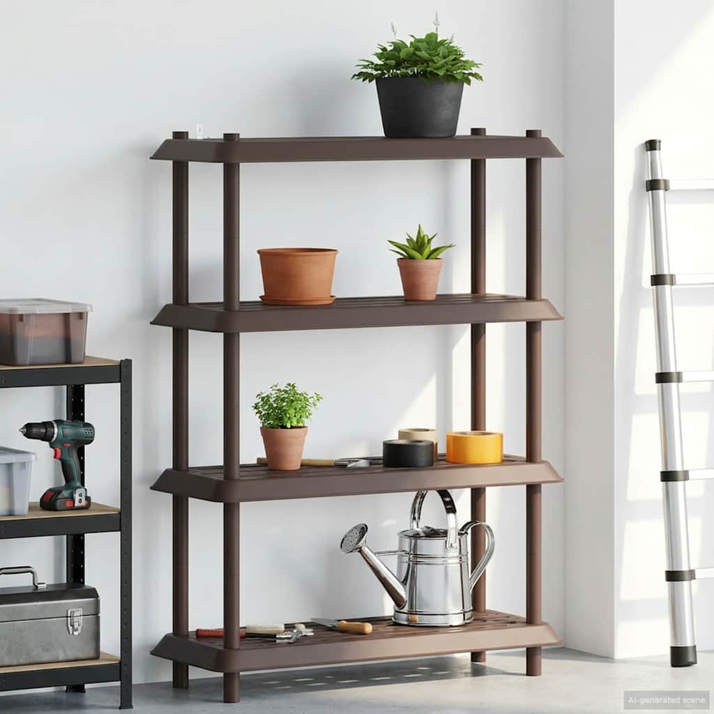 vidaXL Shelving Unit 4-Tier 100 x 40 x 136.5 cm PP Brown