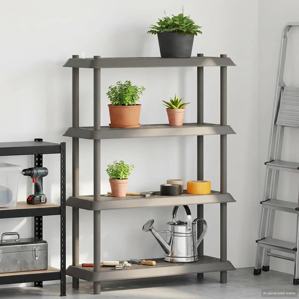 vidaXL Shelving Unit 4-Tier 100 x 40 x 136.5 cm PP Light Grey