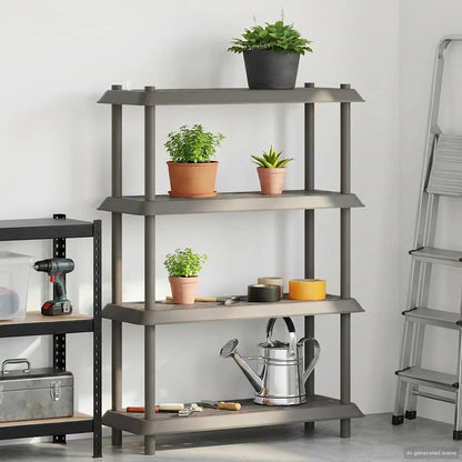 vidaXL Shelving Unit 4-Tier 100 x 40 x 136.5 cm PP Light Grey