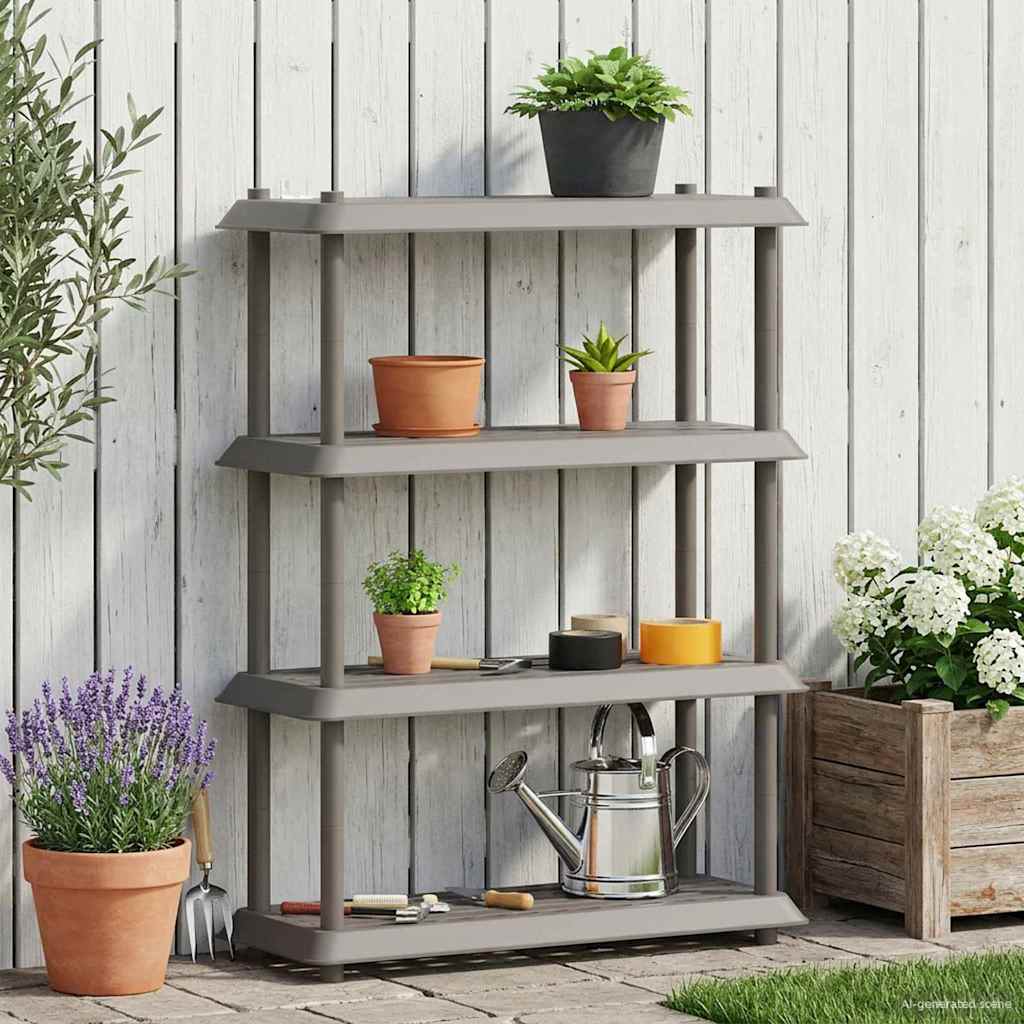 vidaXL Shelving Unit 4-Tier 100 x 40 x 136.5 cm PP Light Grey