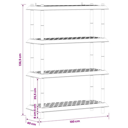 vidaXL Shelving Unit 4-Tier 100 x 40 x 136.5 cm PP Light Grey