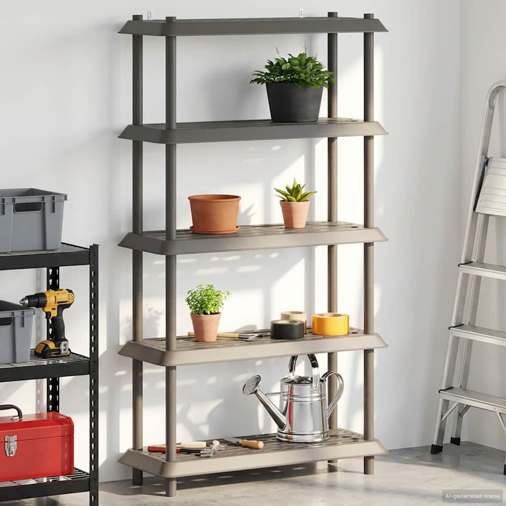 vidaXL Shelving Unit 5-Tier 100 x 40 x 177 cm PP Light Grey