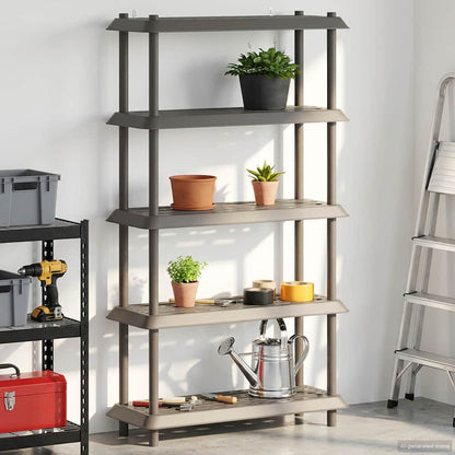 vidaXL Shelving Unit 5-Tier 100 x 40 x 177 cm PP Light Grey