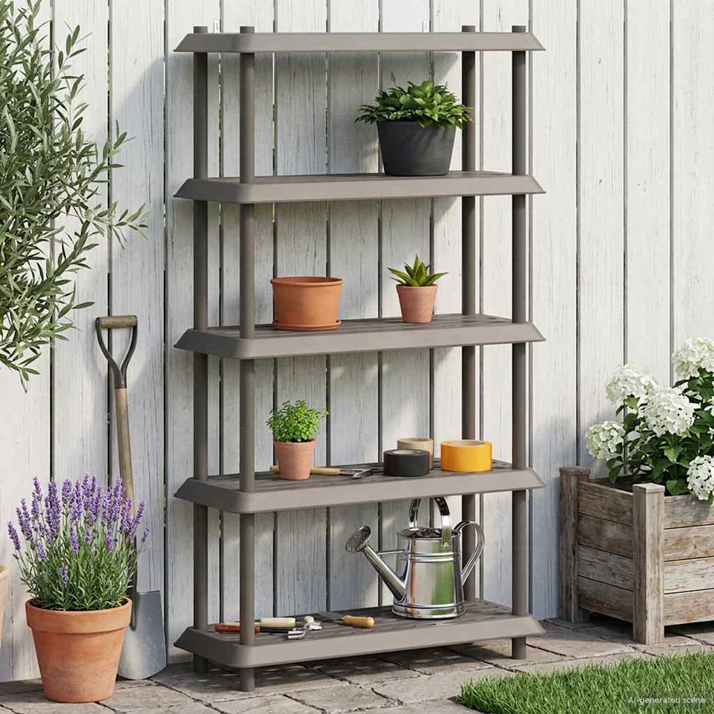 vidaXL Shelving Unit 5-Tier 100 x 40 x 177 cm PP Light Grey