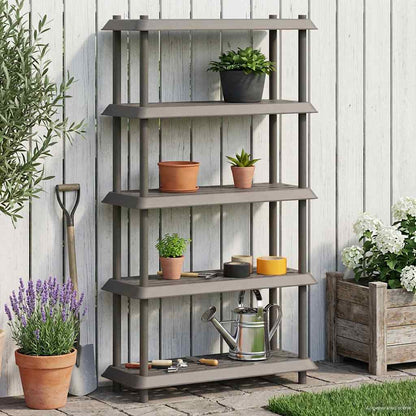 vidaXL Shelving Unit 5-Tier 100 x 40 x 177 cm PP Light Grey
