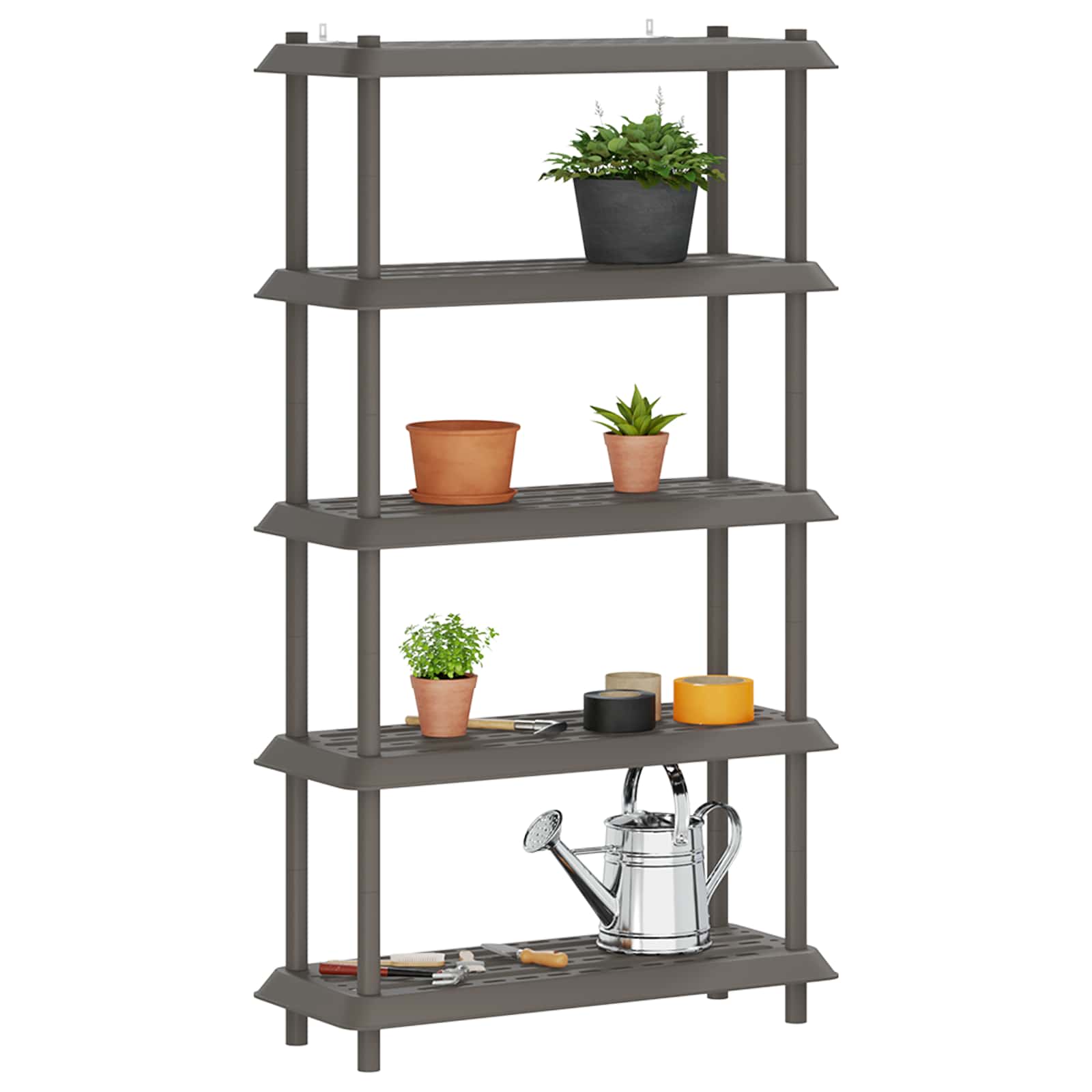 vidaXL Shelving Unit 5-Tier 100 x 40 x 177 cm PP Light Grey