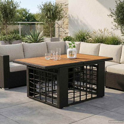 vidaXL Garden Lifting Up Table Black and Natural 100 x 55 x 37 cm
