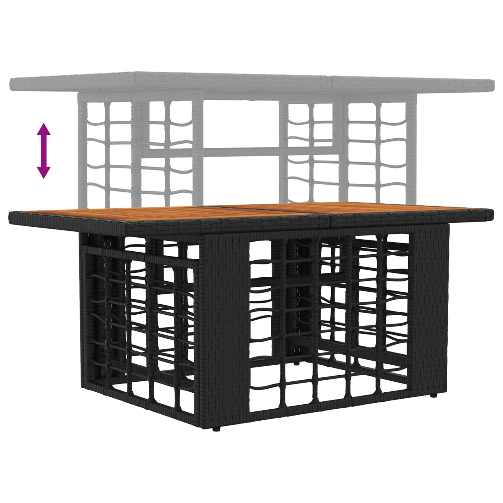 vidaXL Garden Lifting Up Table Black and Natural 100 x 55 x 37 cm