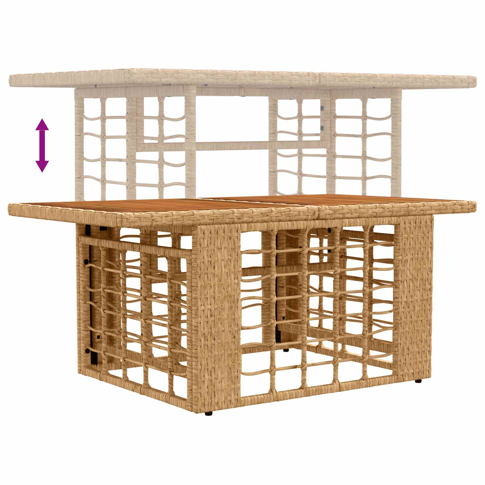 vidaXL Garden Lifting Up Table Natural 100 x 55 x 37 cm - Brown