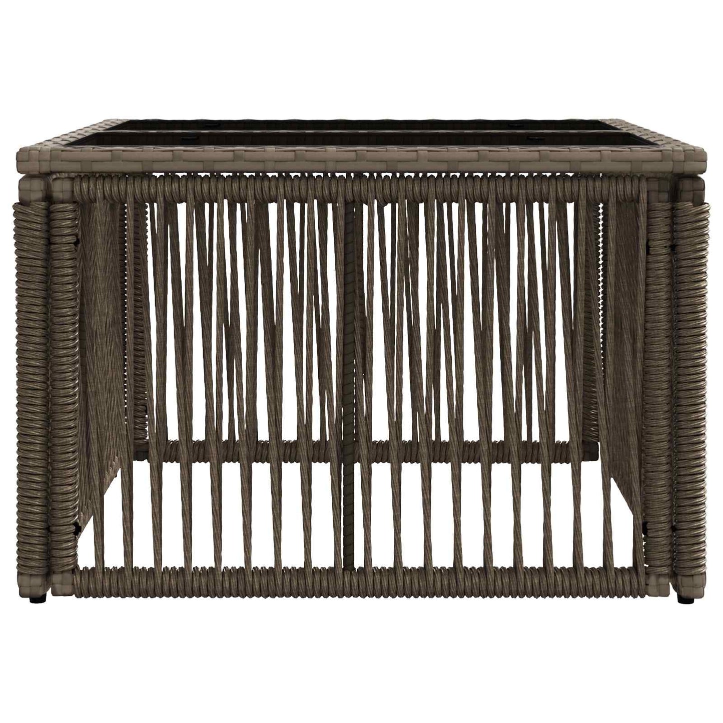 vidaXL Garden Table Grey and Black 55 x 55 x 37 cm PE Rattan and Glass