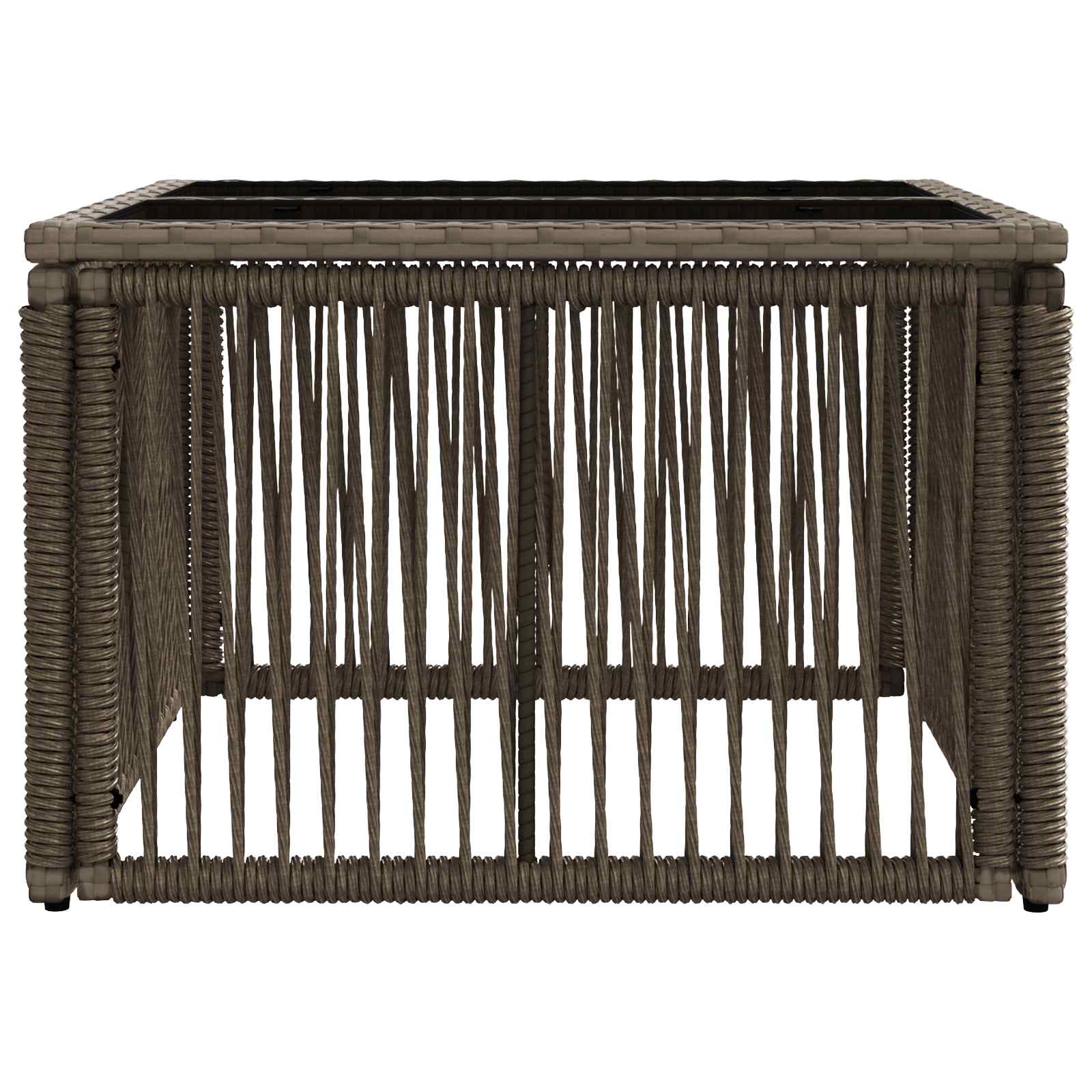 vidaXL Garden Table Grey and Black 55 x 55 x 37 cm PE Rattan and Glass